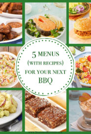 collage of various dishes included in the 5 menus in this. post