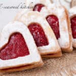 Heart-shaped almond raspberry cookies
