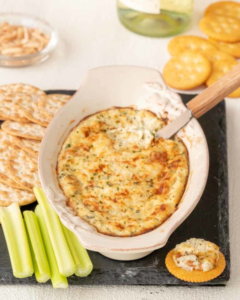 overhead view of ot crap dip with a portion removed, showing the inside