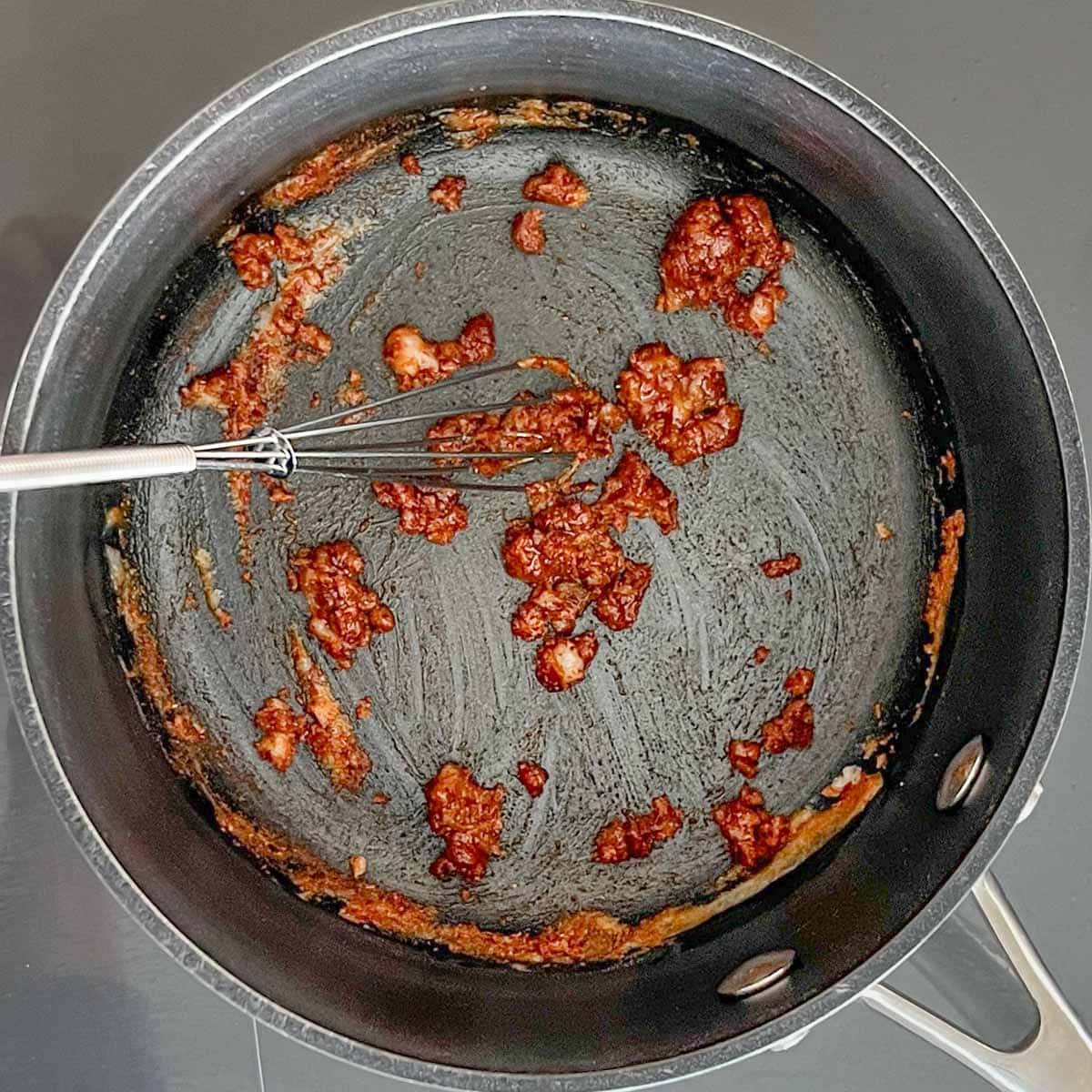 whisking seasoning into roux for Green Chile Sauce