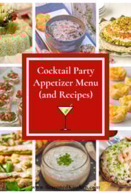 collage of photos showing the recipes included in the Cocktail Party Appetizer Menu