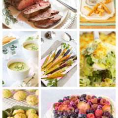 Collage of all 7 dishes in the Easter Dinner Menu