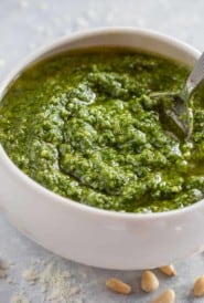 White bowl filled with Pesto Genovese