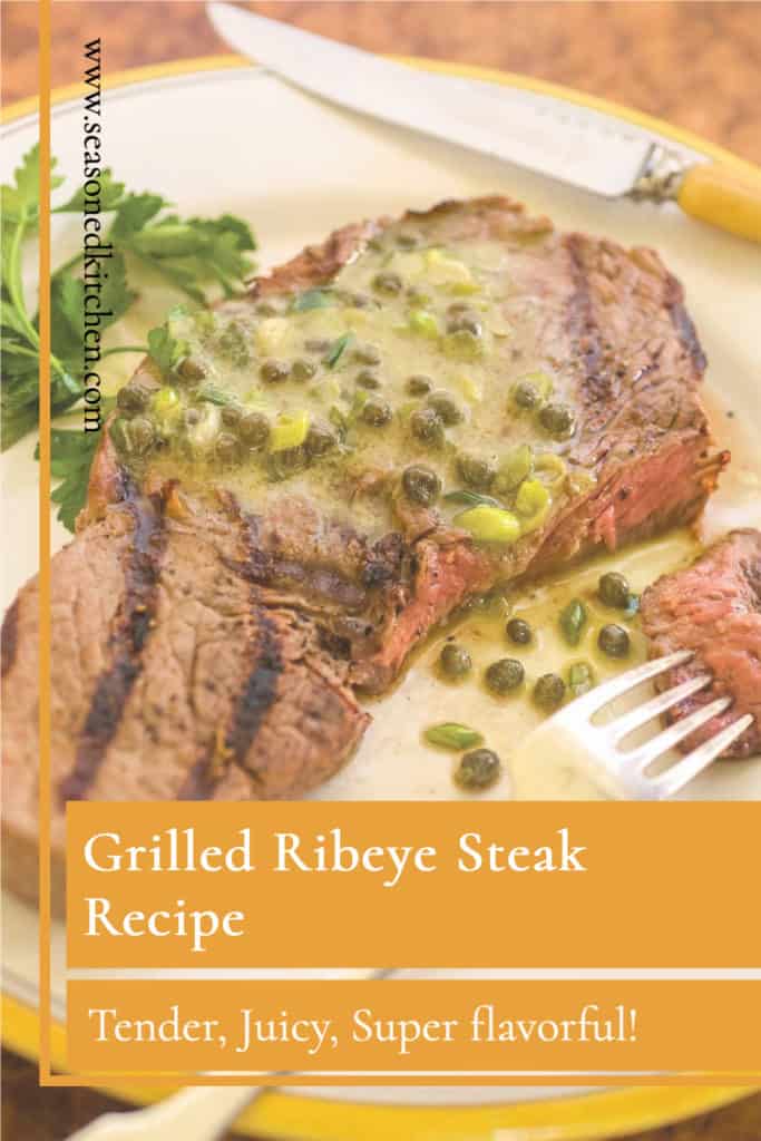 photo of grilled steak reformatted for sharing on social media