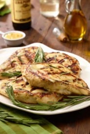 white plate with Grilled Rosemary-Dijon Chicken Breassts
