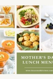 collage of 5 dishes from a Make Ahead Mother's Day Lunch Menu