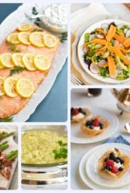 collage of spring menu dishes