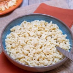 Blue bowl holding Nokedli