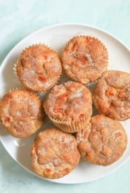 Overhead shot of Fresh Peach Muffins