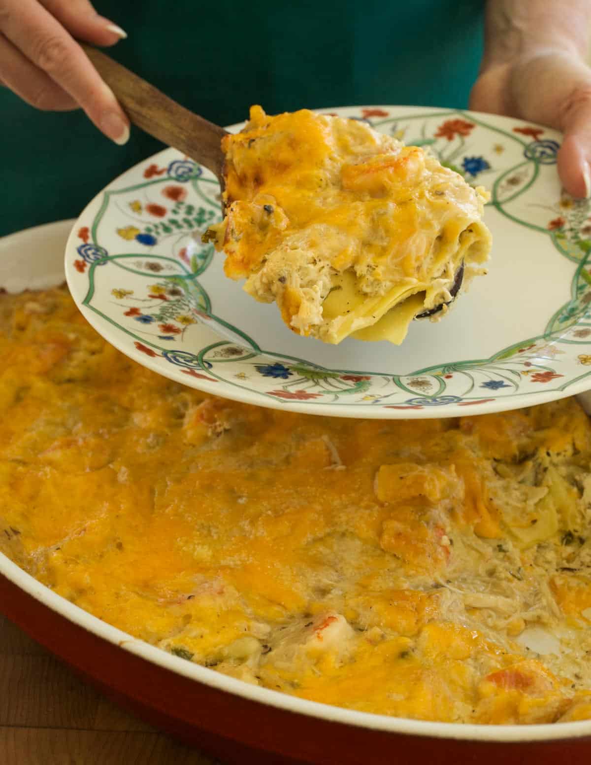 Crab and Shrimp Lasagna in baking dish