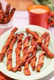 Oval platter filled with Spiced Bacon Twists