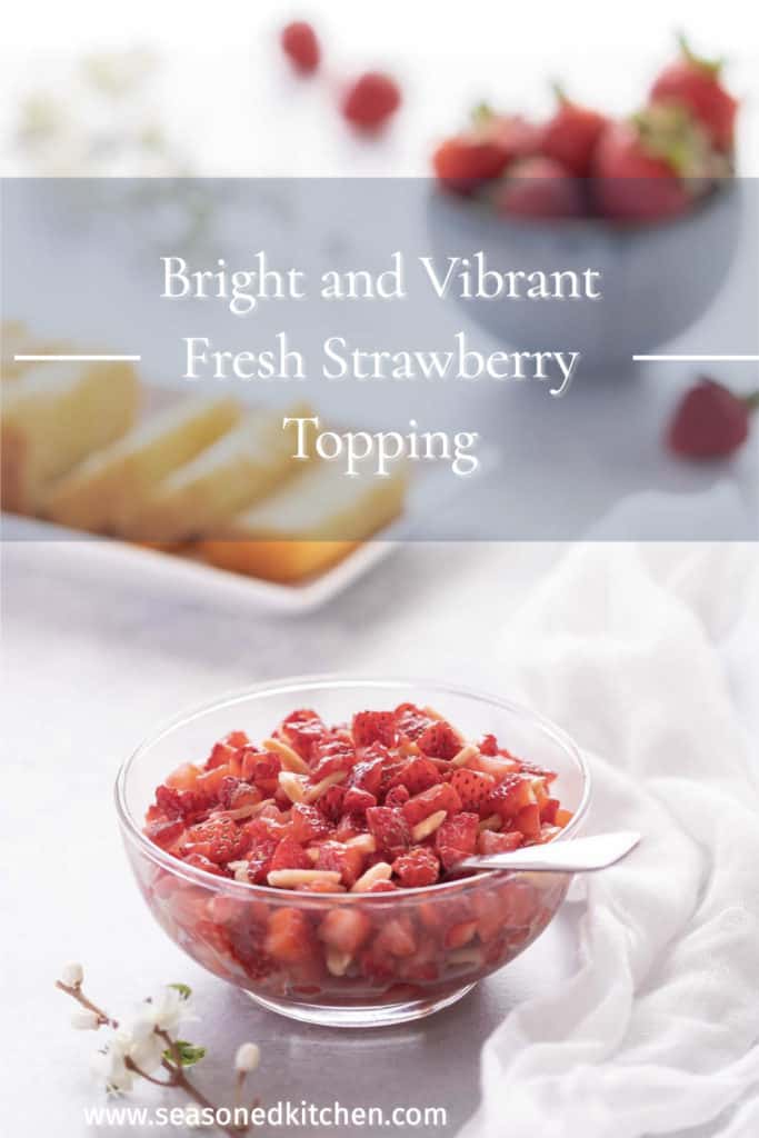 Photo of Strawberry Topping refomatted for sharing on Pinterest