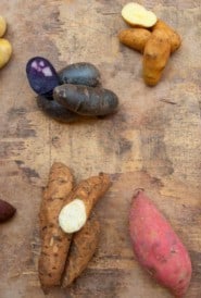 image showing different varieties of sweet potatoes