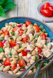 tuna, white bean, tomatoes and basil salad